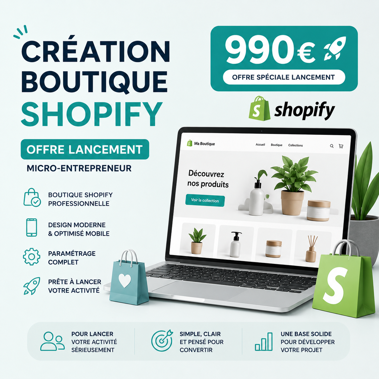 Forfait création de site Shopify clé en main pour micro-entrepreneur et auto-entrepreneur par un expert consultant