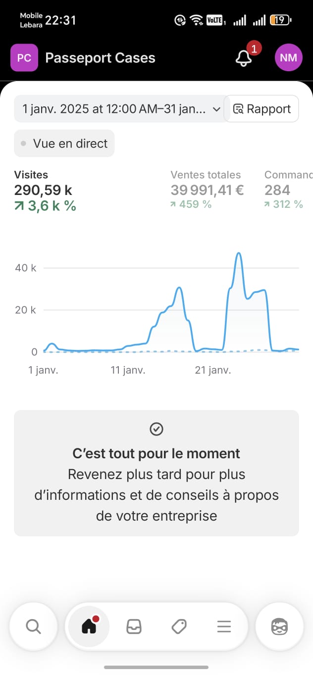 Exemple de performances réelles sur une boutique Shopify avec croissance des ventes et du trafic