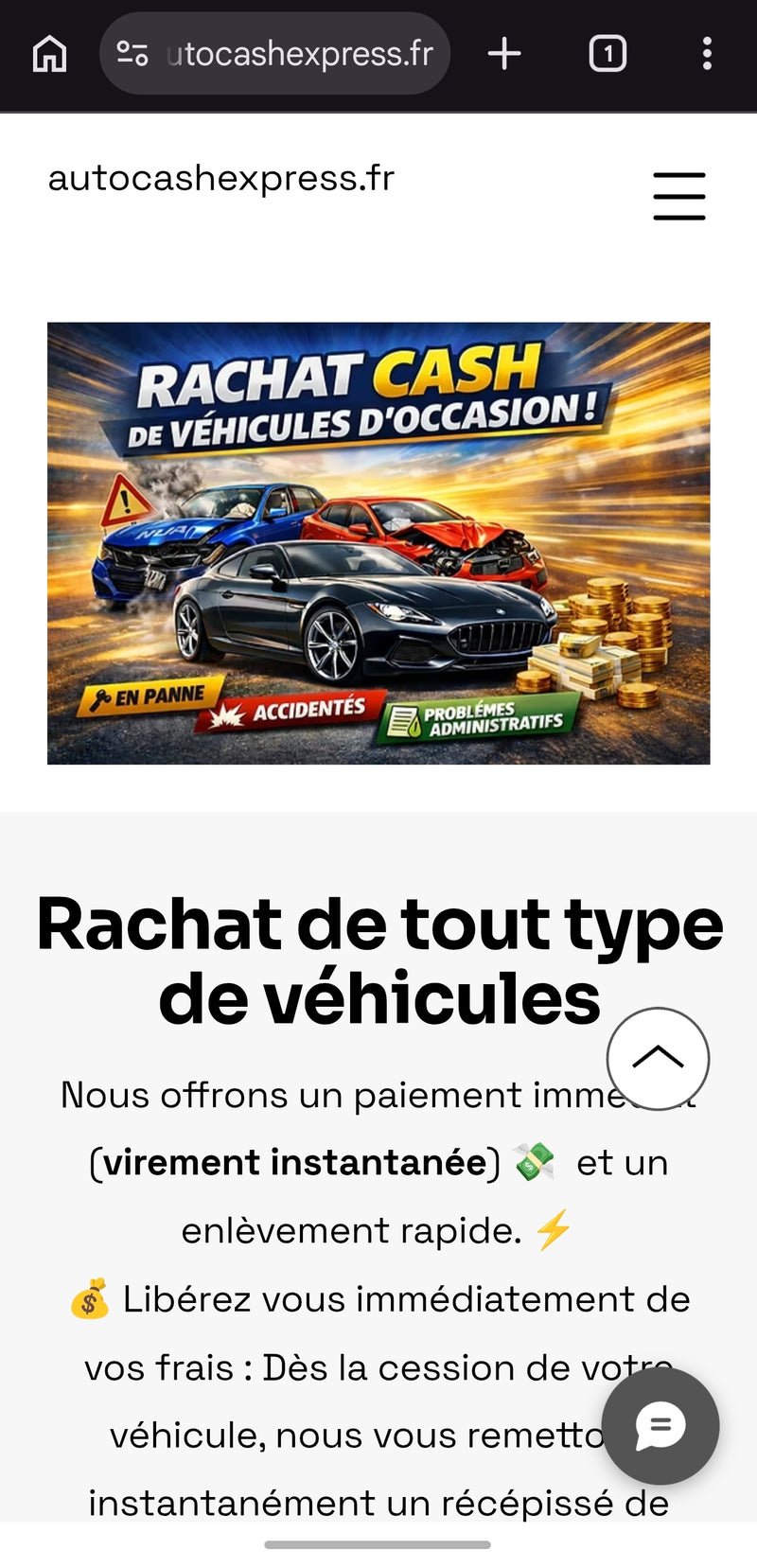 Exemple de site internet d'acquisition locale pour le rachat de véhicules d'occasion conçu par MRJ Digital.